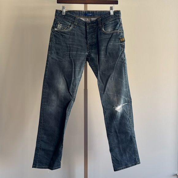 G-Star Raw Men’s Jeans, Size 29x30, Distressed with Knee Hole, Good Condition - Picture 1 of 7